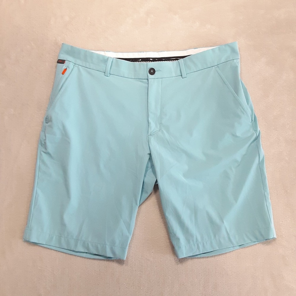 Kjus Mens Iver Performance Shorts 38 Pool Side Blue 10" Inseam Golf Regular  Fit